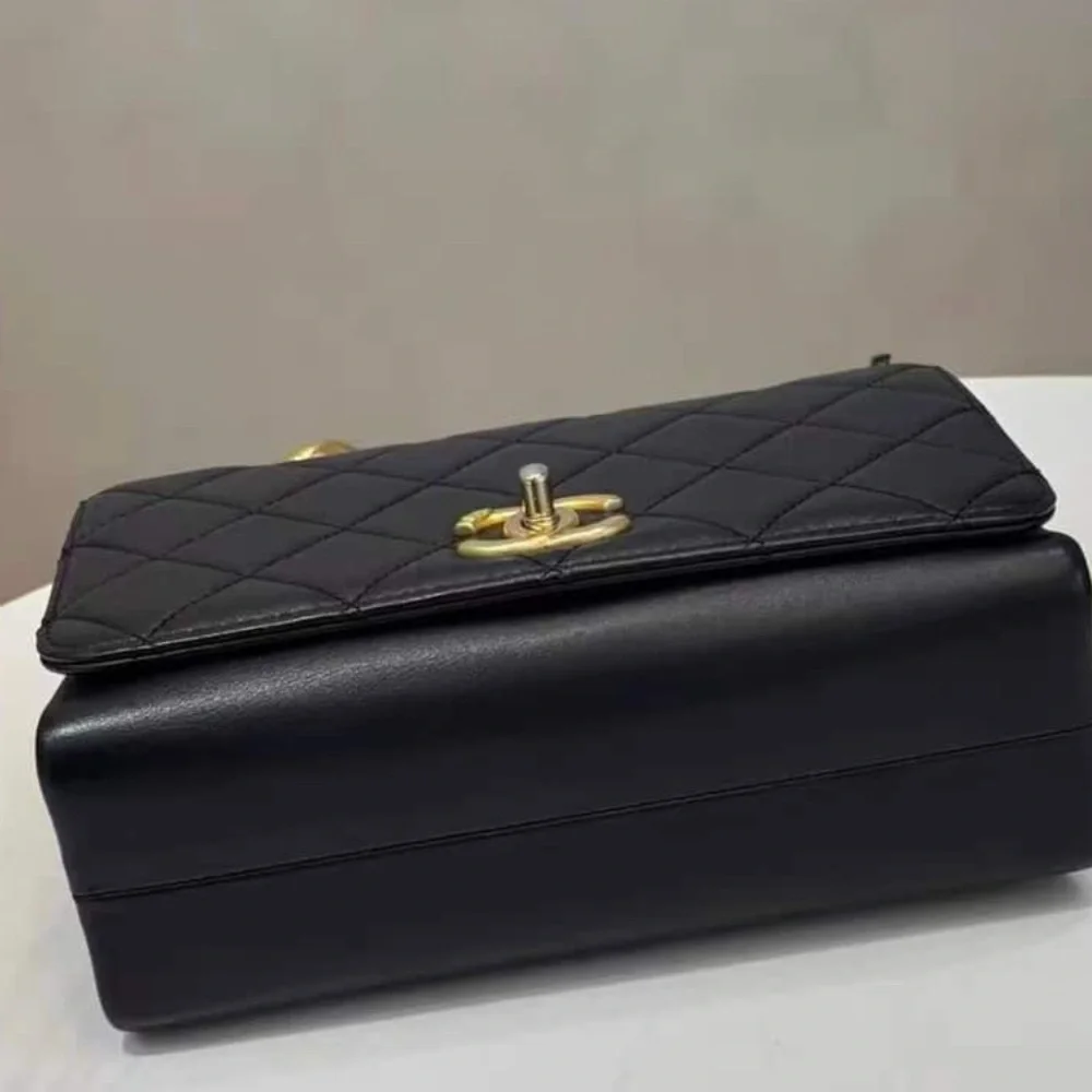 Chanel CC Quilted Lambskin Triple Pearl Chain Flap satchel medium size